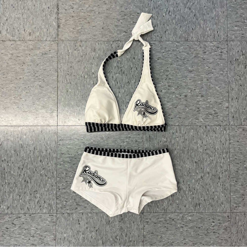 Y2K Swim Shorts Bikini Set Black & White